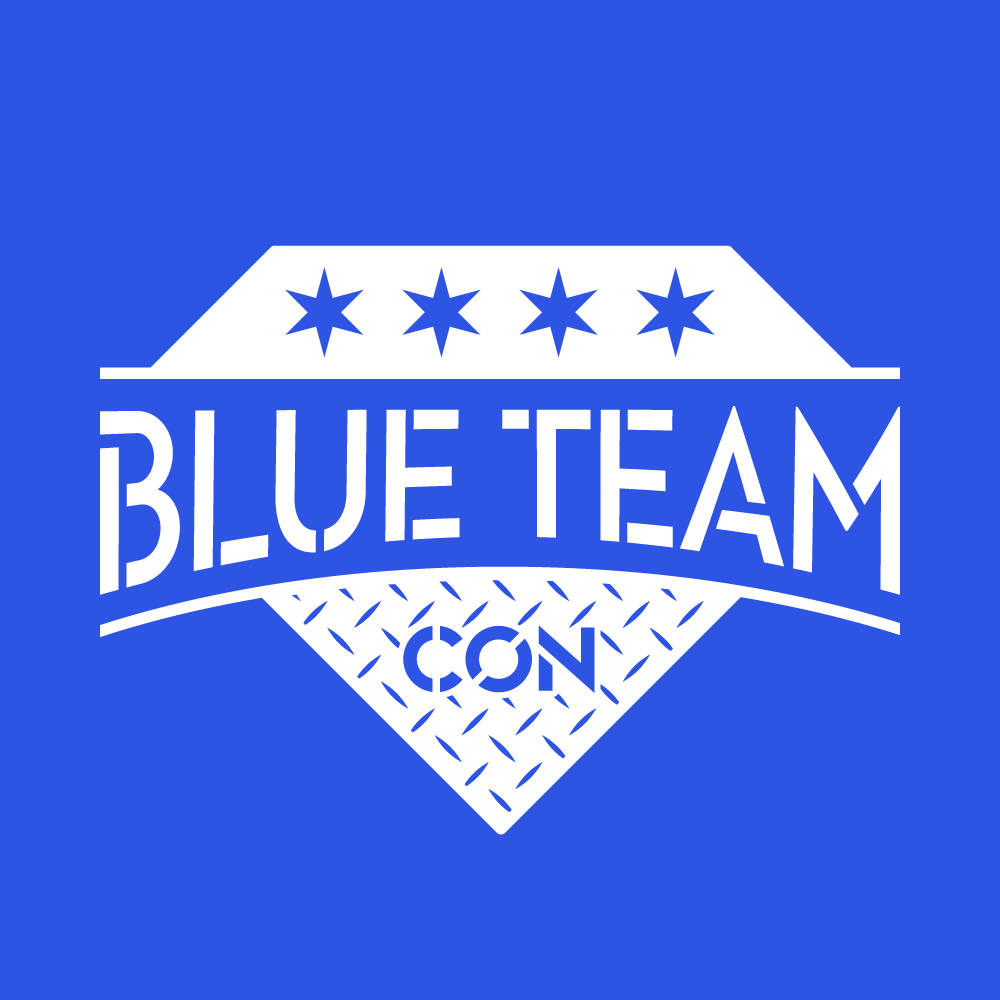 Blue Team Con Logo - blue background with white logo