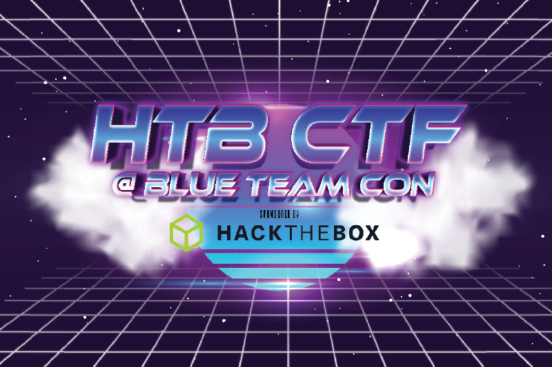 Hack The Box CTF Hack The Box CTF logo over 80s themed synthwave background